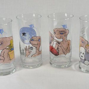 Complete Set 4 Vintage 1982 ET Collectors Glasses